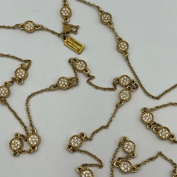 EUC Kate Spade Gold Crystal Long Continuous Scatter Station Necklace - Picture 3 of 3